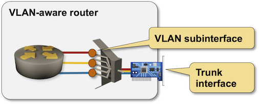 VLAN-aware router with a VLAN trunk interface