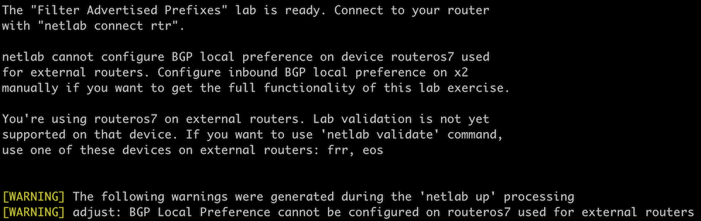 After: Using an unsupported device results in a warning and a help message