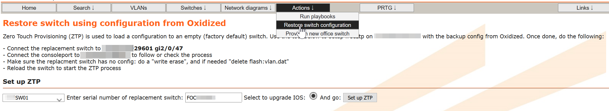 ZTP configuration restore